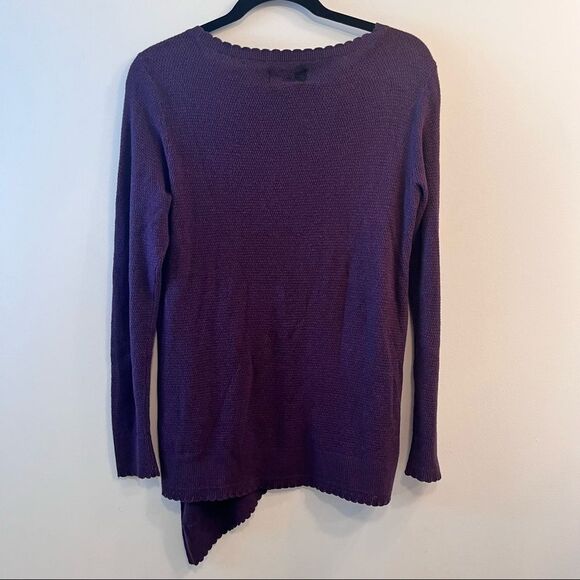 Elle Purple Asymmetrical Scallop Hem Knit Tunic Sweater - Picture 8 of 9
